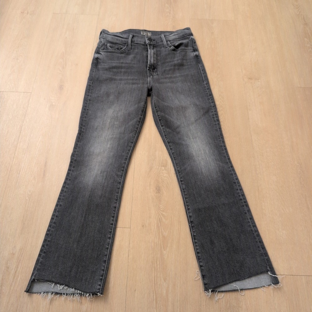 Mother Women Size 27 The Insider Crop Step Fray Jeans Faded Black High Rise
